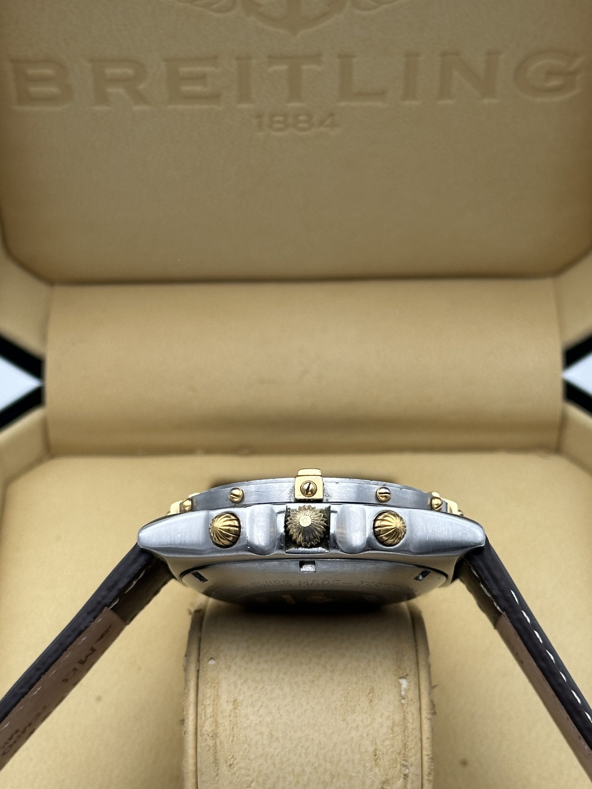 Breitling Chronomat Chronograph Automatic Brown Tropical Dial Good Condition 81950 Steel and Yellow Gold 18 K - immagine 15