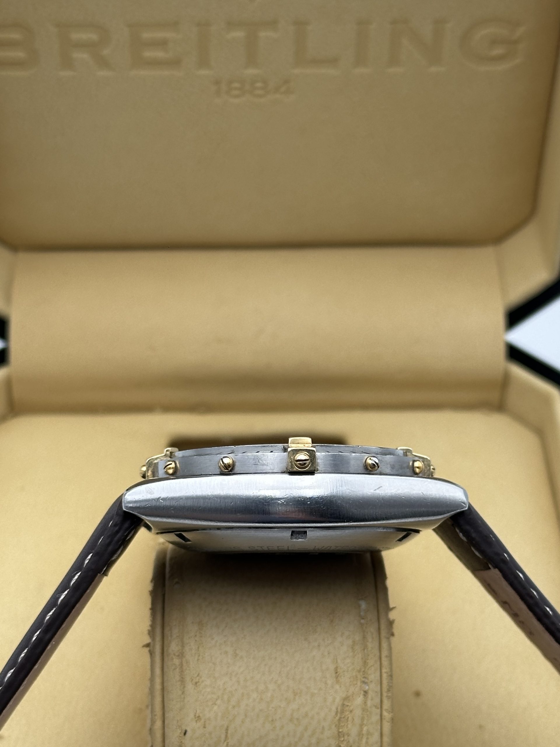 Breitling Chronomat Chronograph Automatic Brown Tropical Dial Good Condition 81950 Steel and Yellow Gold 18 K - immagine 16