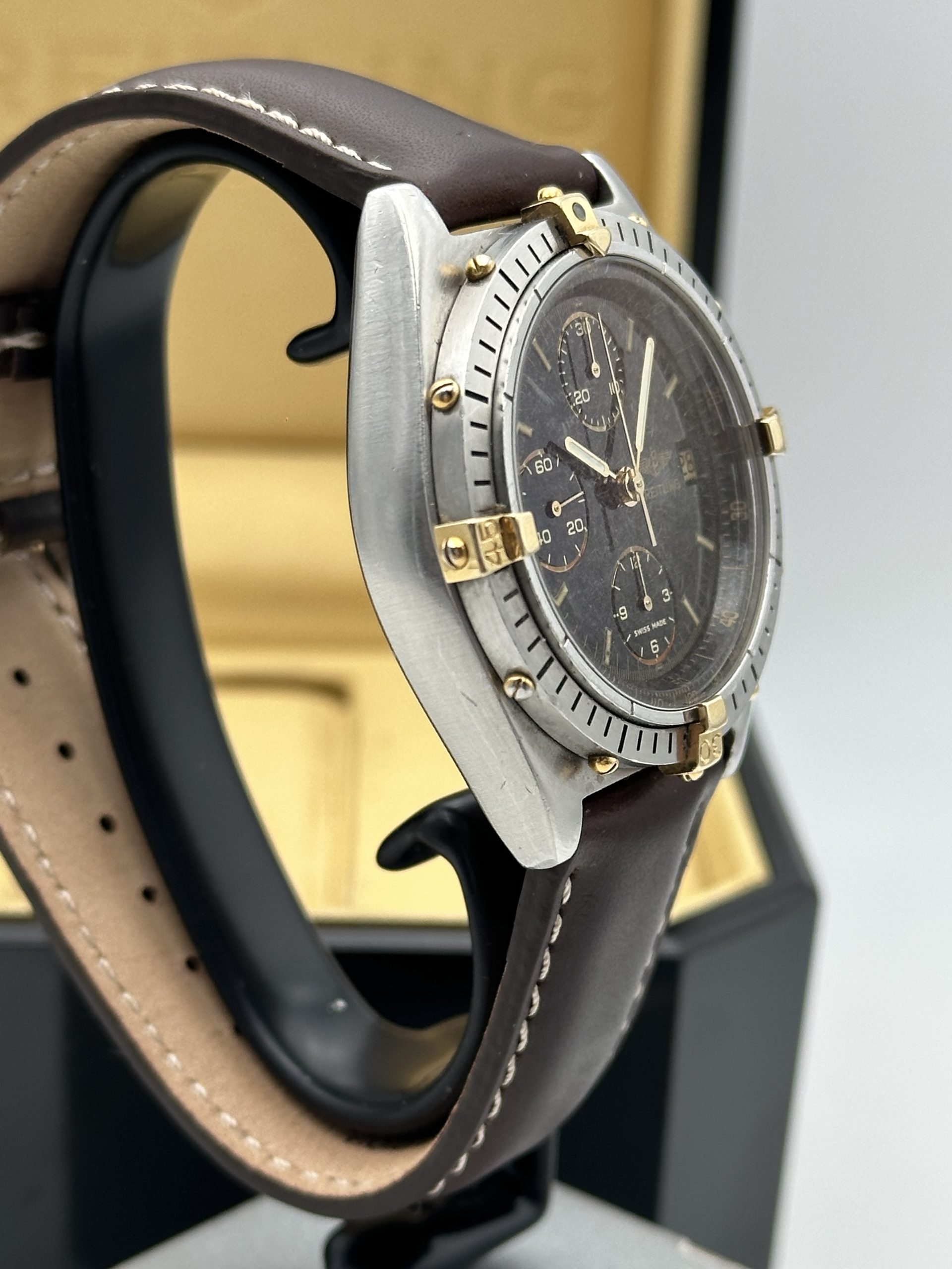 Breitling Chronomat Chronograph Automatic Brown Tropical Dial Good Condition 81950 Steel and Yellow Gold 18 K - immagine 5