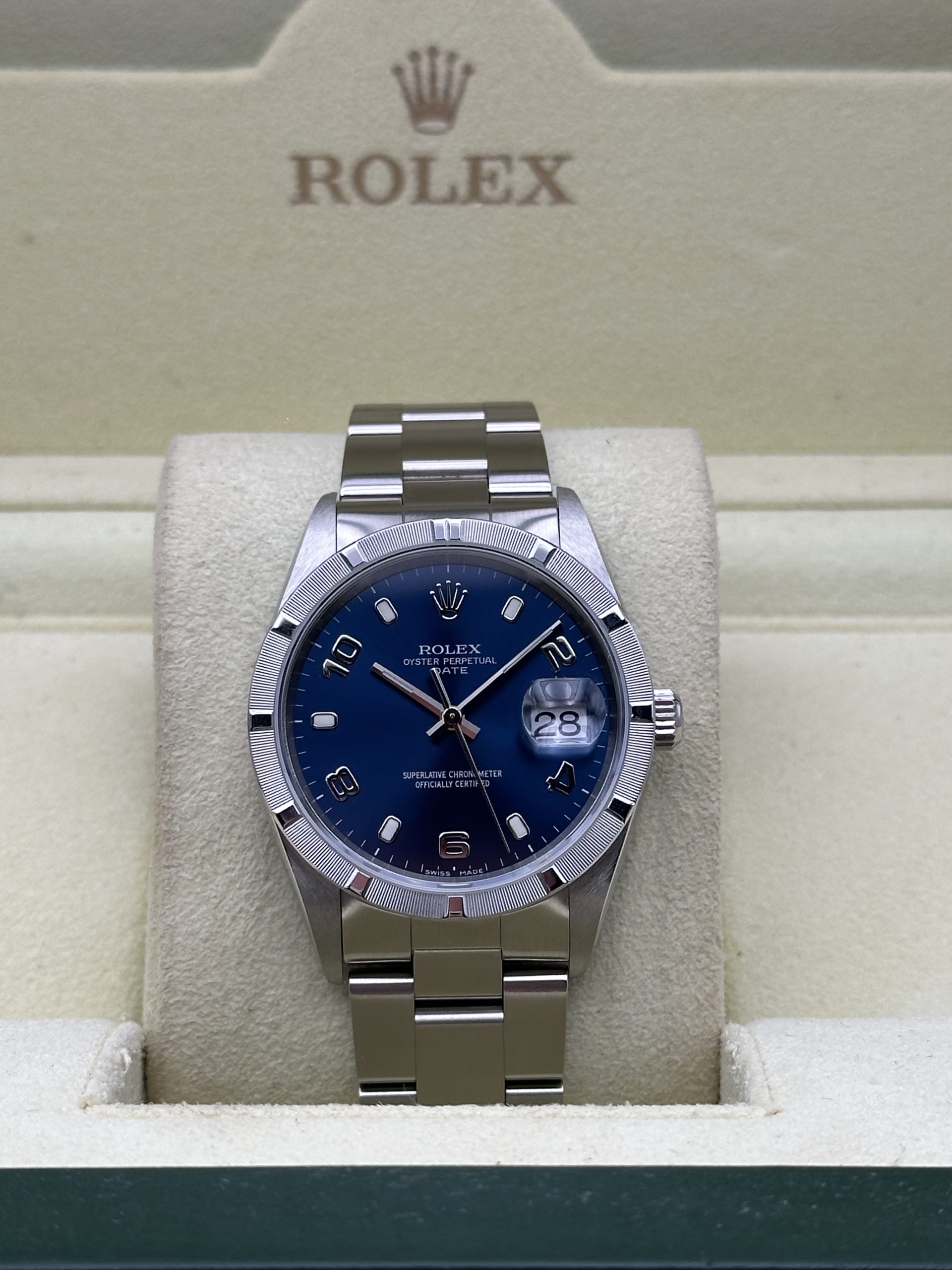 Rolex Oyster Perpetual Date 15210 PERFECT CONDITION Blue Dial 2003 - immagine 10