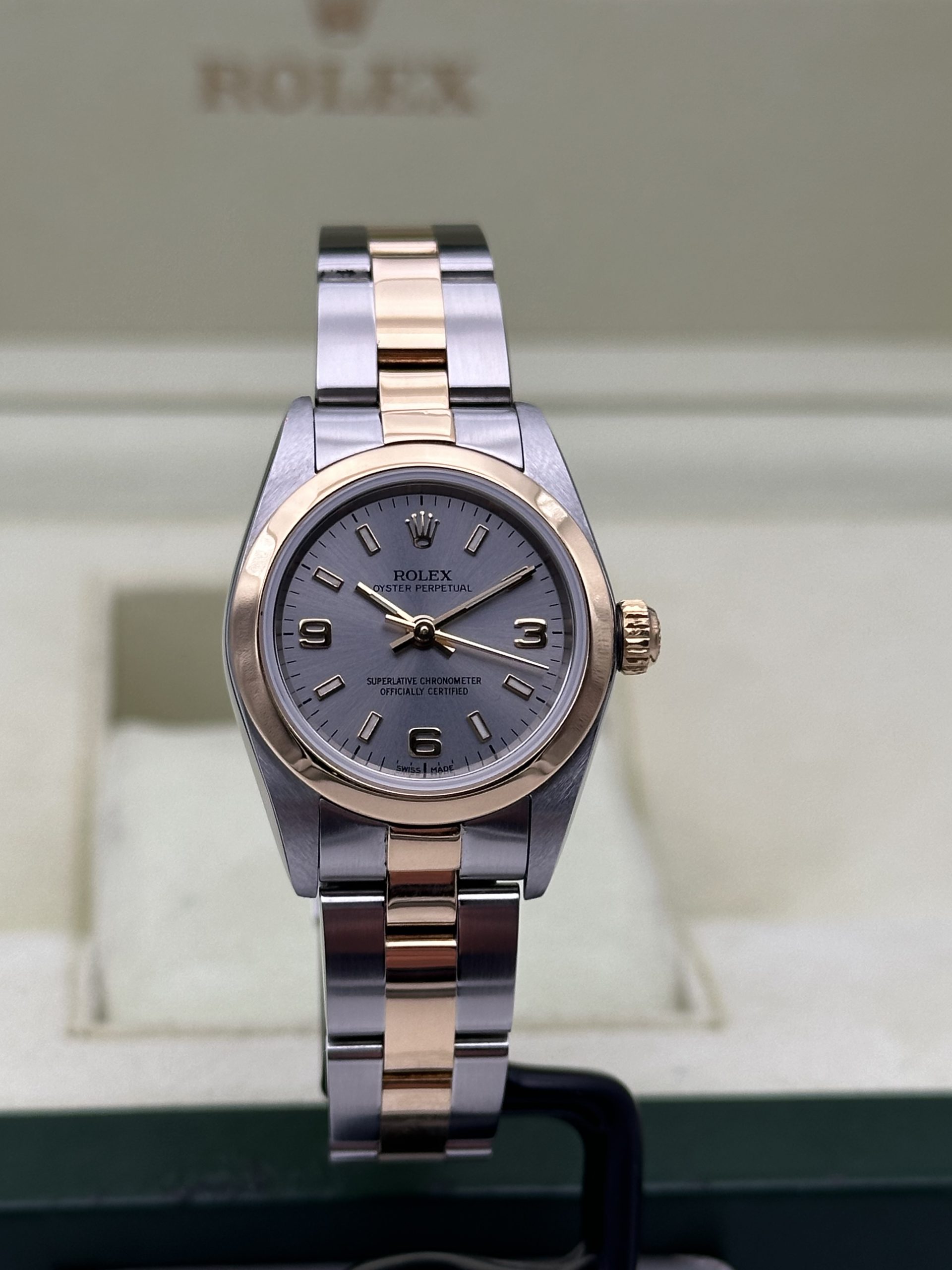 Rolex Oyster Perpetual Lady 76183 Perfect Condition Steel And Yellow Gold Grey Dial 2002 - immagine 4