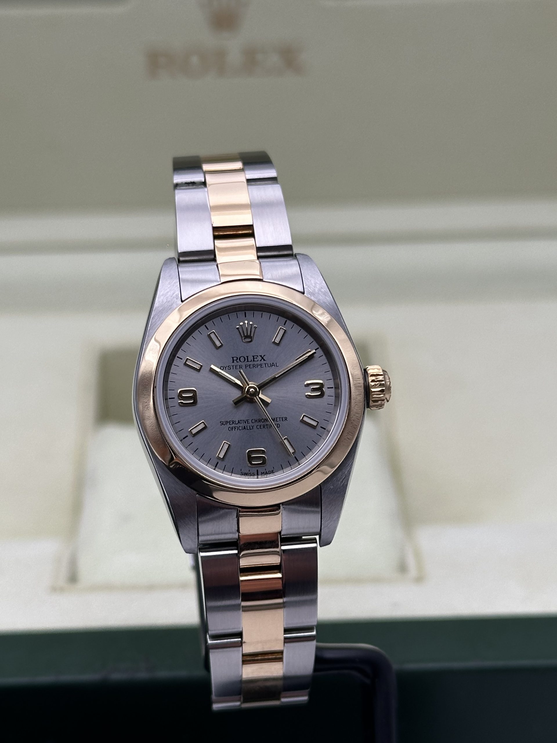 Rolex Oyster Perpetual Lady 76183 Perfect Condition Steel And Yellow Gold Grey Dial 2002 - immagine 5