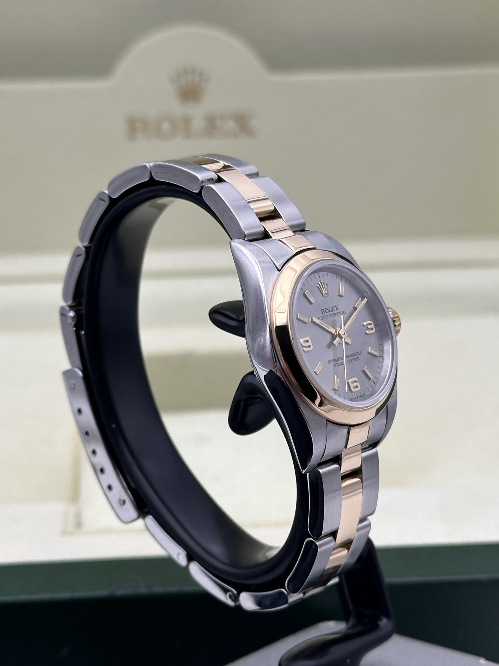 Rolex Oyster Perpetual Lady 76183 Perfect Condition Steel And Yellow Gold Grey Dial 2002 - immagine 6