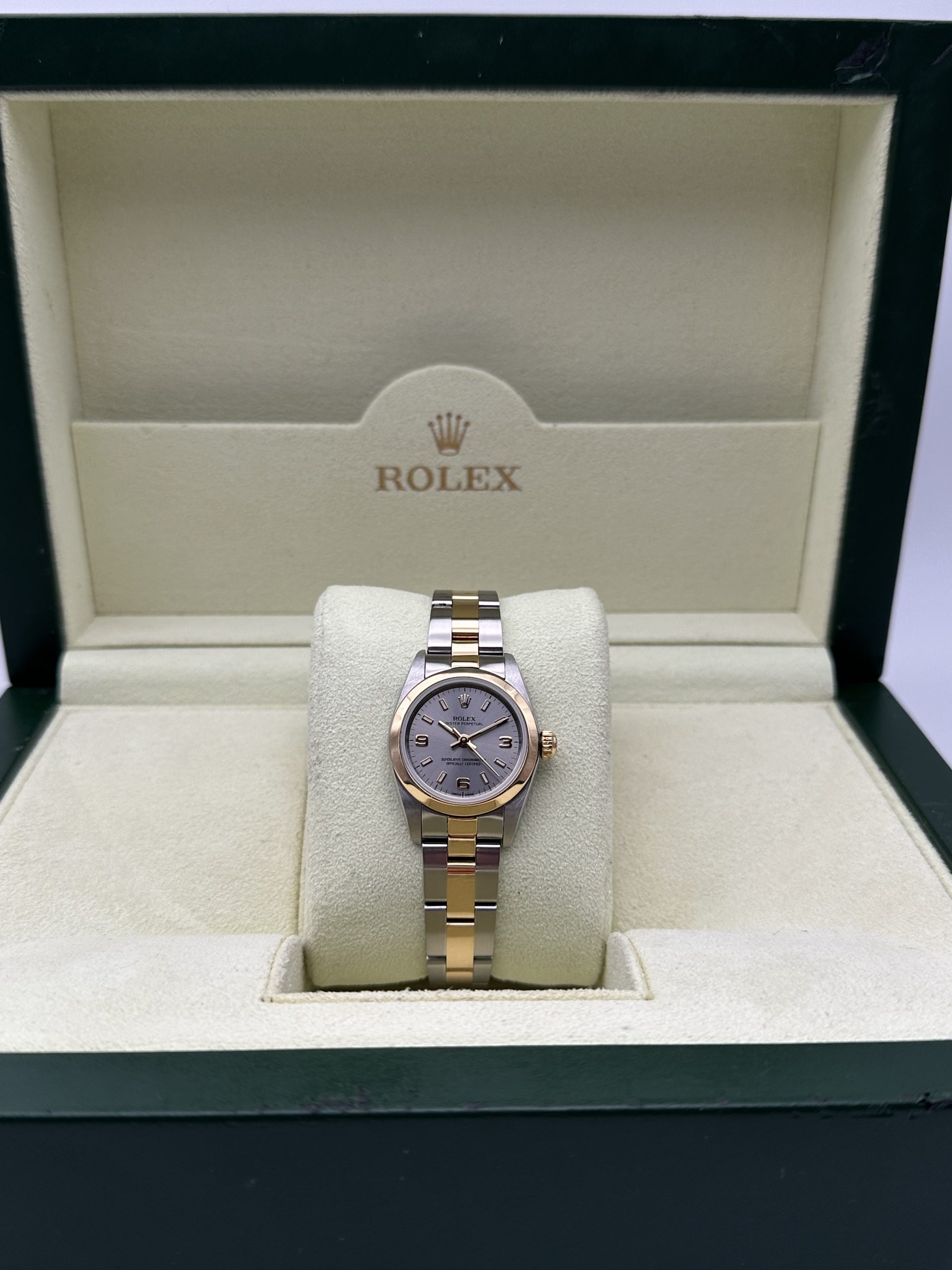 Rolex Oyster Perpetual Lady 76183 Perfect Condition Steel And Yellow Gold Grey Dial 2002 - immagine 2
