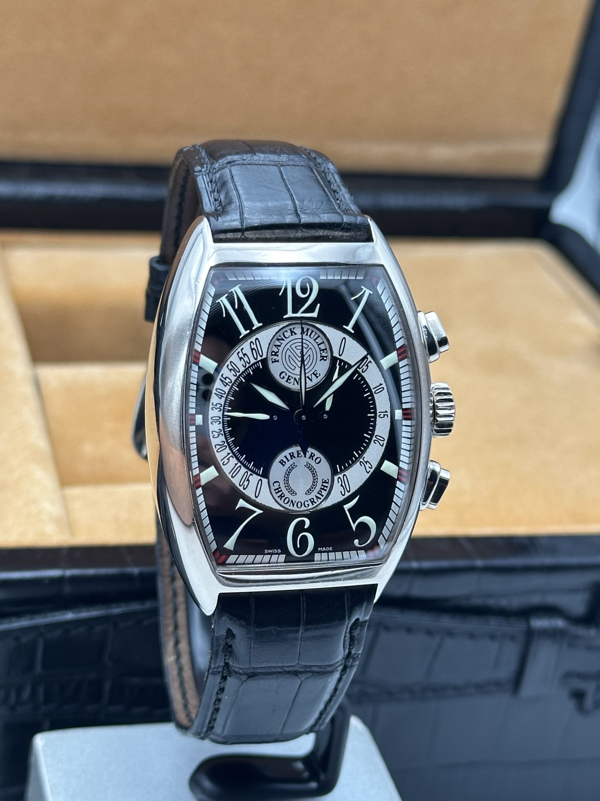 Franck Muller Cintrée Curvex Biretro Automatic FULL SET Chronographe White Gold 18K Good Condition 7850 CC B - immagine 4