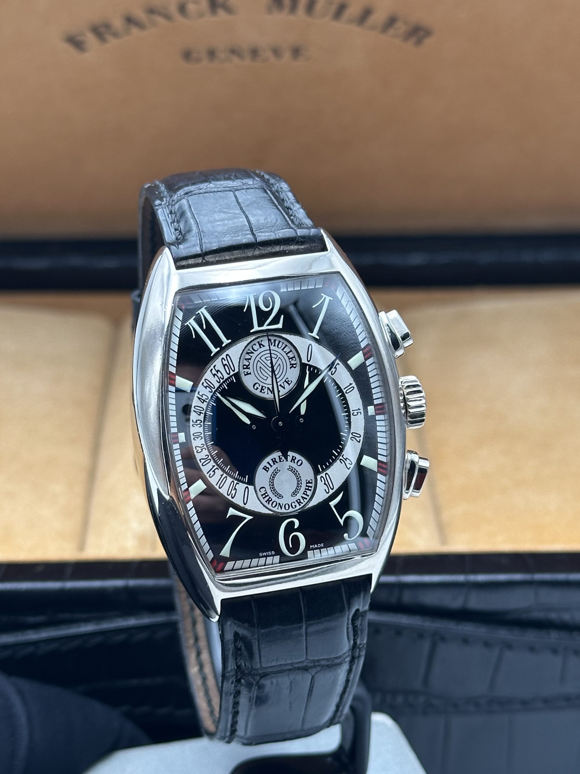 Franck Muller Cintrée Curvex Biretro Automatic FULL SET Chronographe White Gold 18K Good Condition 7850 CC B - immagine 5