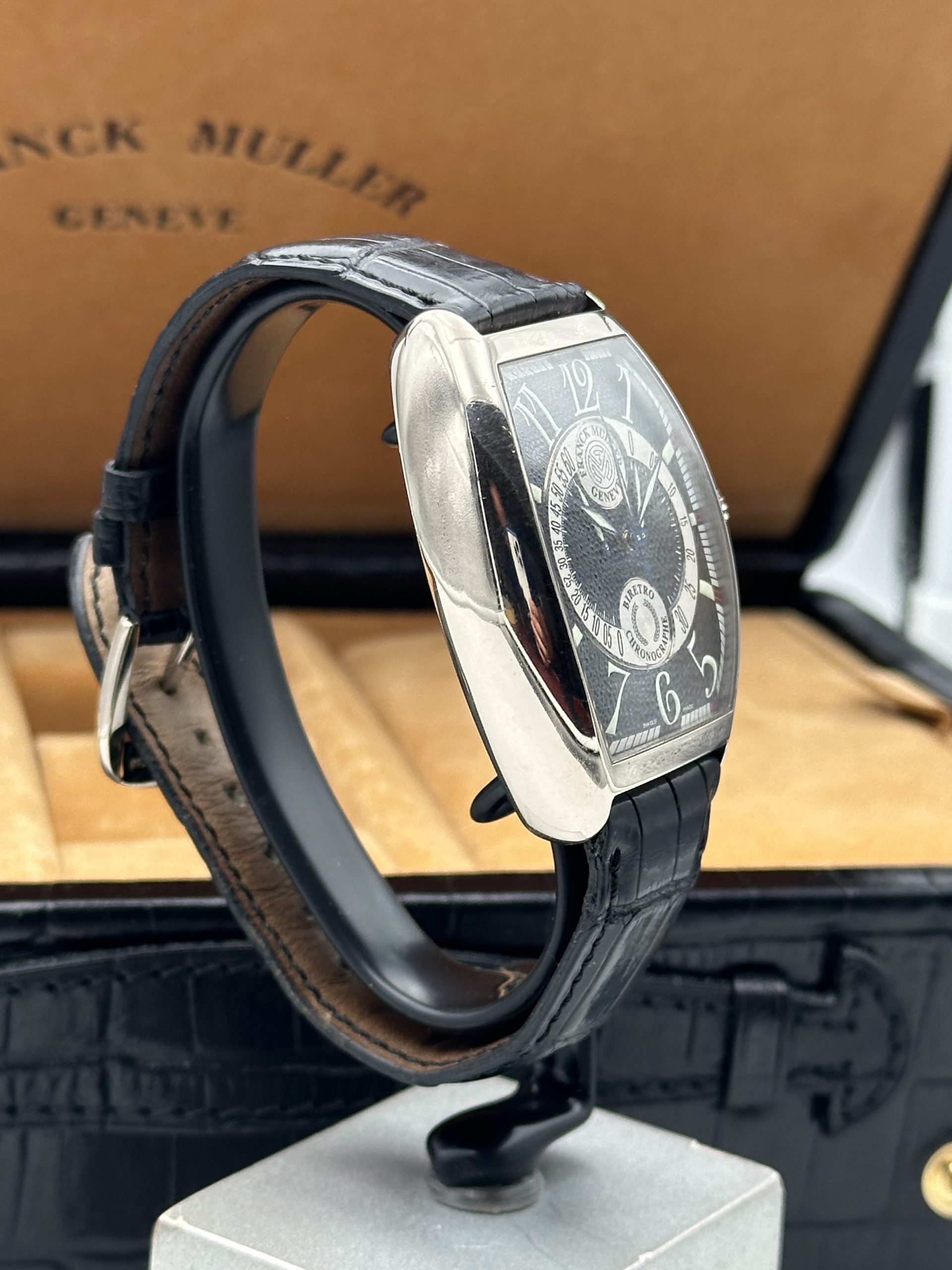 Franck Muller Cintrée Curvex Biretro Automatic FULL SET Chronographe White Gold 18K Good Condition 7850 CC B - immagine 6