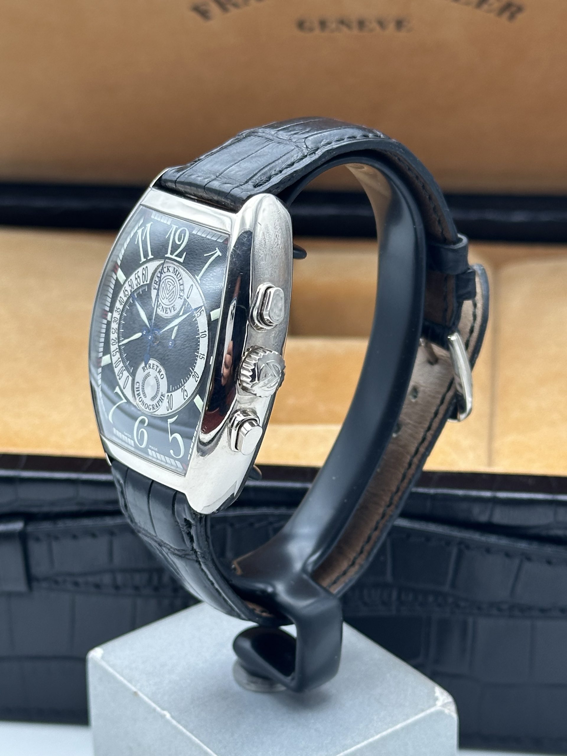 Franck Muller Cintrée Curvex Biretro Automatic FULL SET Chronographe White Gold 18K Good Condition 7850 CC B - immagine 8