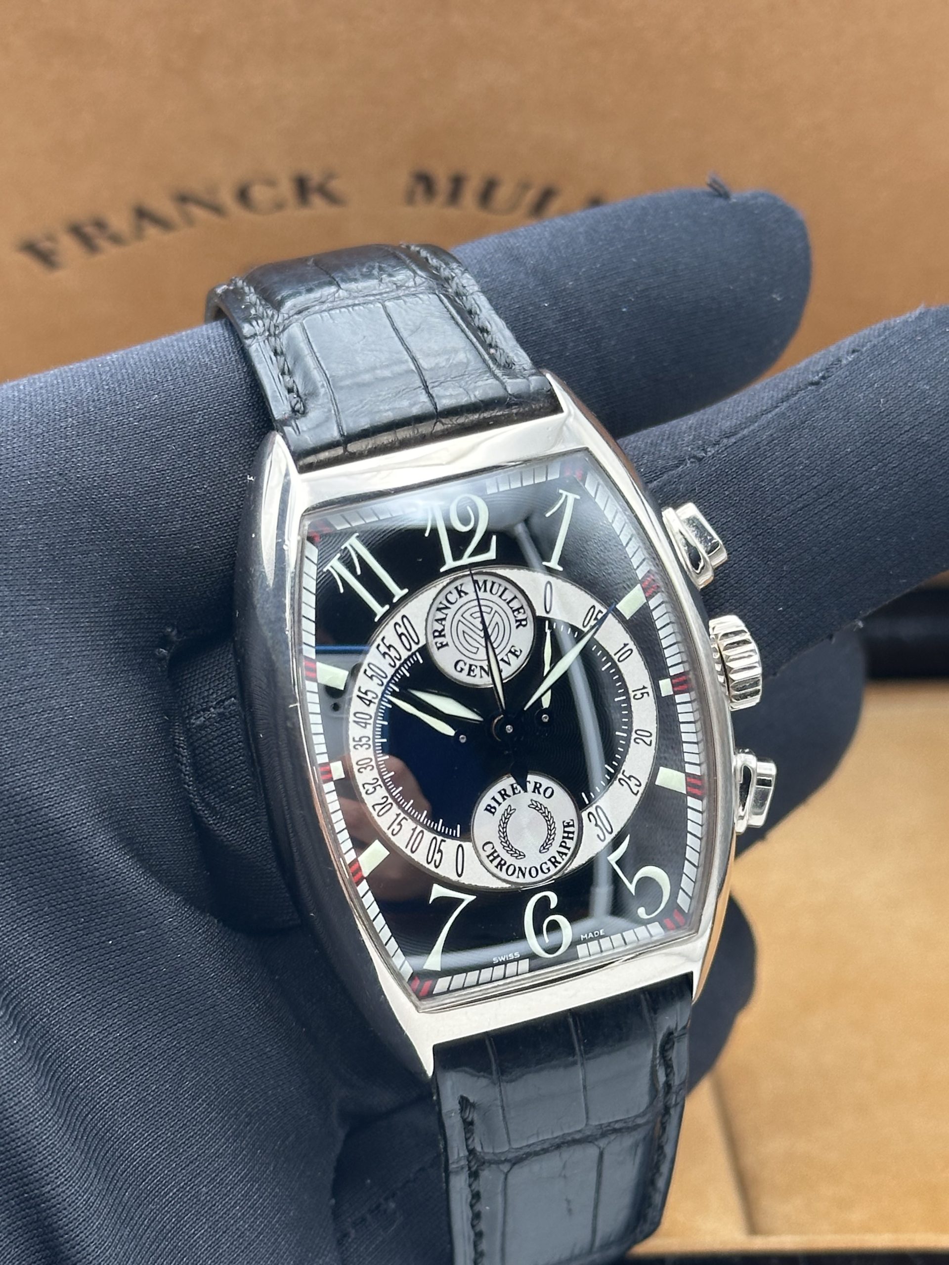 Franck Muller Cintrée Curvex Biretro Automatic FULL SET Chronographe White Gold 18K Good Condition 7850 CC B - immagine 10