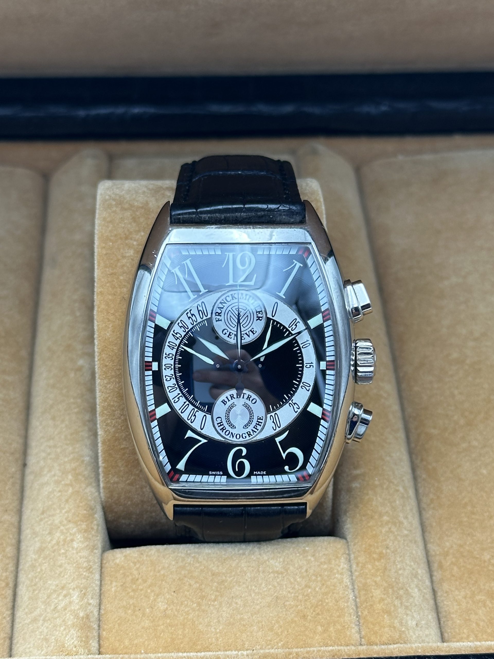 Franck Muller Cintrée Curvex Biretro Automatic FULL SET Chronographe White Gold 18K Good Condition 7850 CC B - immagine 18
