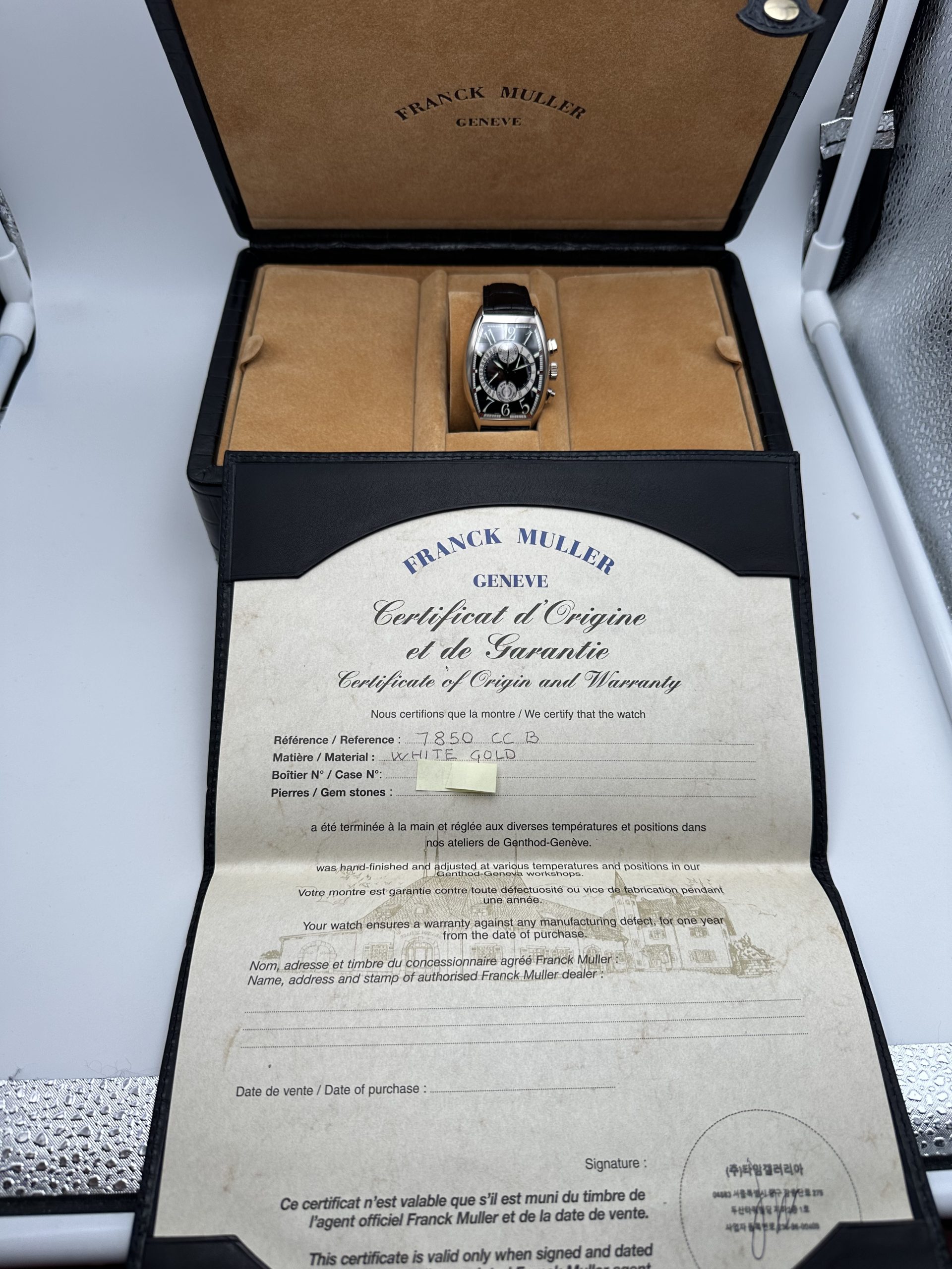 Franck Muller Cintrée Curvex Biretro Automatic FULL SET Chronographe White Gold 18K Good Condition 7850 CC B - immagine 2