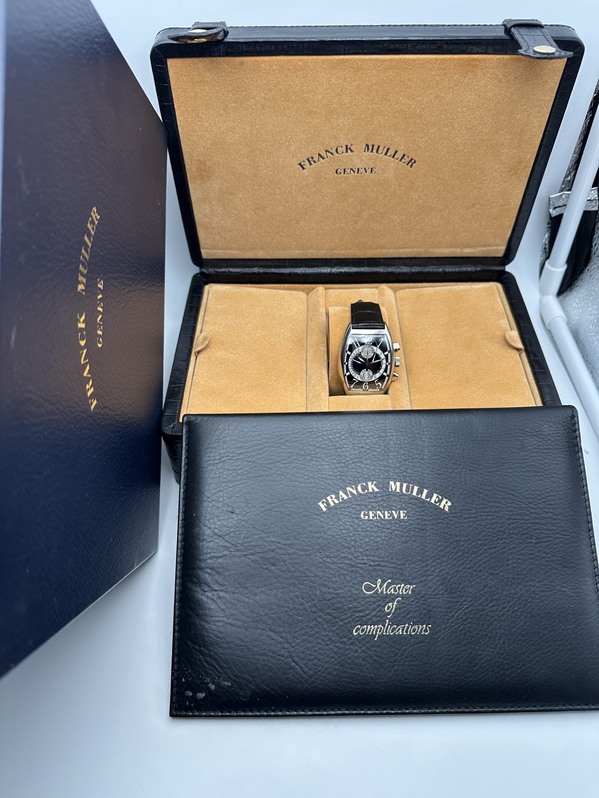 Franck Muller Cintrée Curvex Biretro Automatic FULL SET Chronographe White Gold 18K Good Condition 7850 CC B - immagine 3