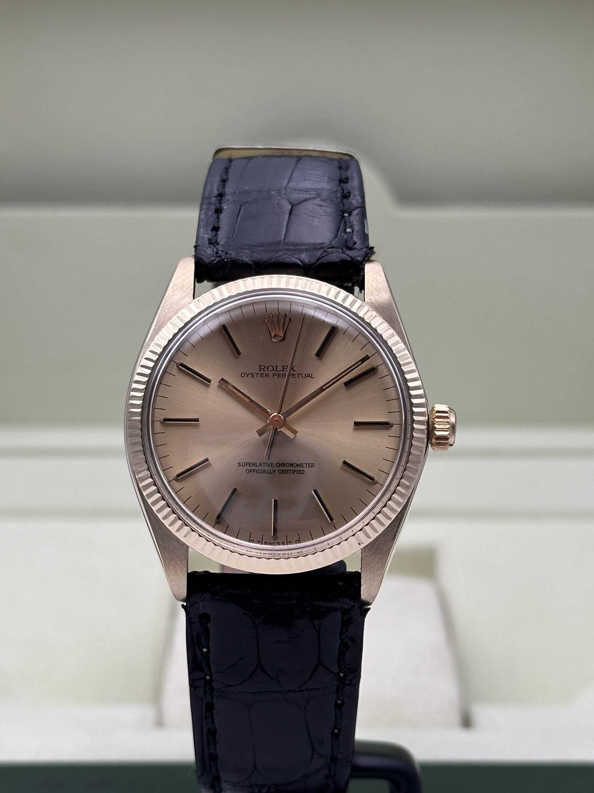 Rolex Oyster Perpetual 34 Yellow Gold 14K RARE Perfect Condition Like New Champagne Dial 1974 - immagine 3