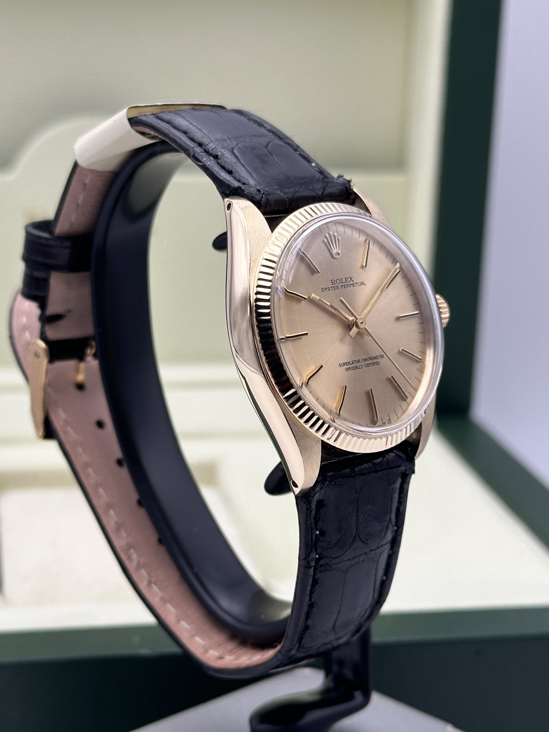 Rolex Oyster Perpetual 34 Yellow Gold 14K RARE Perfect Condition Like New Champagne Dial 1974 - immagine 5