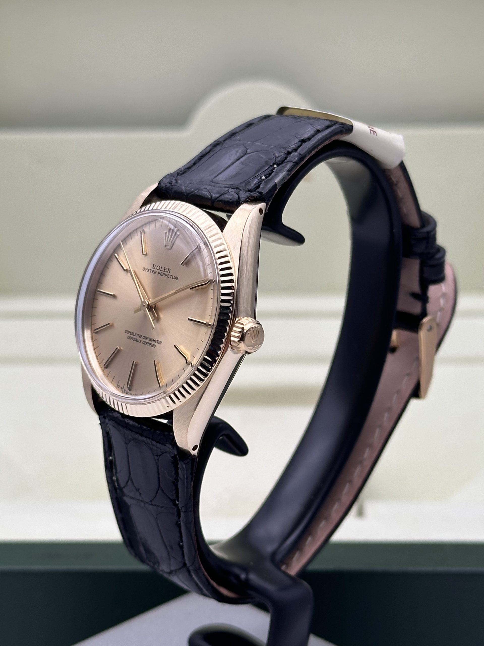 Rolex Oyster Perpetual 34 Yellow Gold 14K RARE Perfect Condition Like New Champagne Dial 1974 - immagine 7