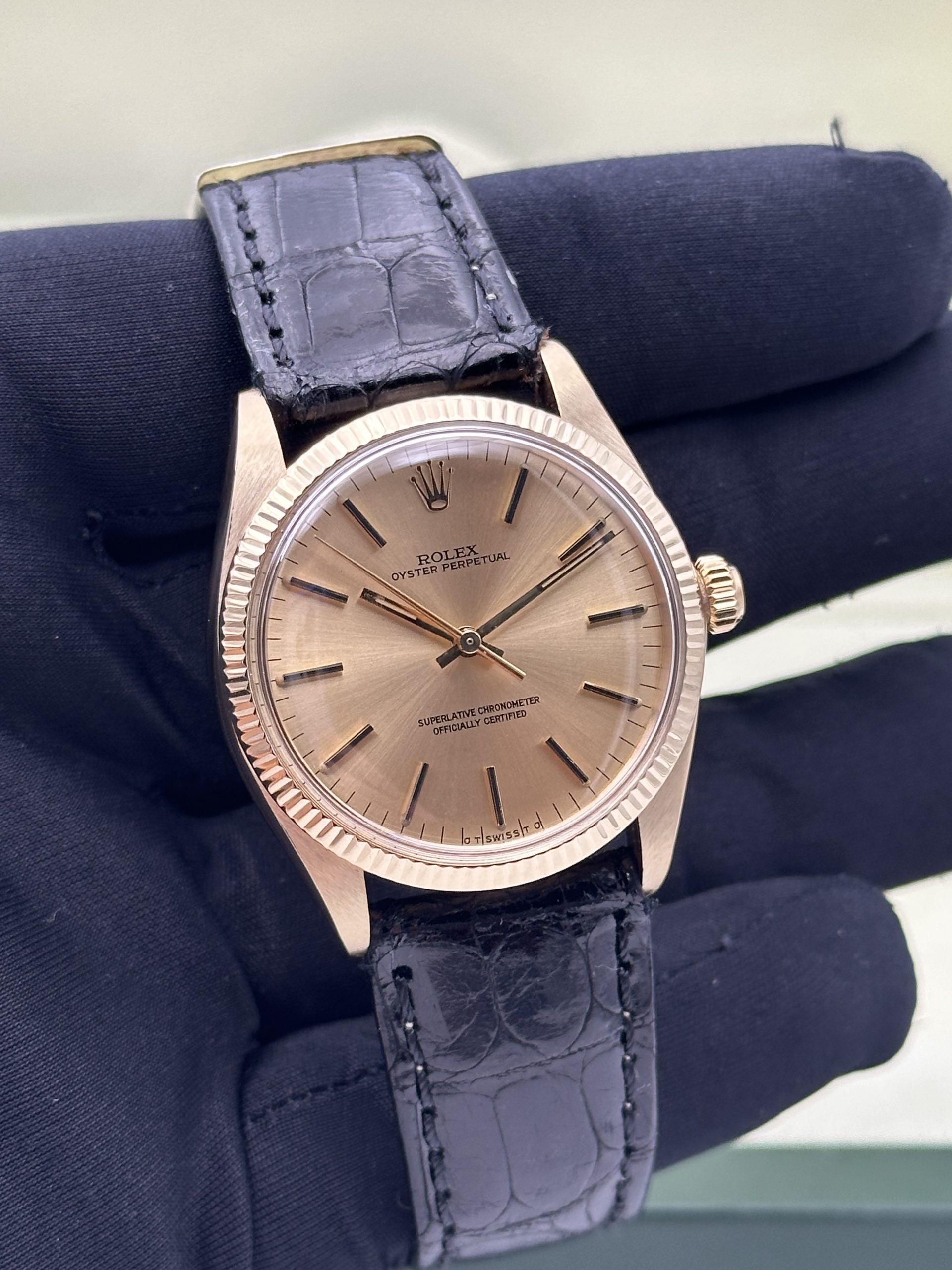 Rolex Oyster Perpetual 34 Yellow Gold 14K RARE Perfect Condition Like New Champagne Dial 1974 - immagine 9