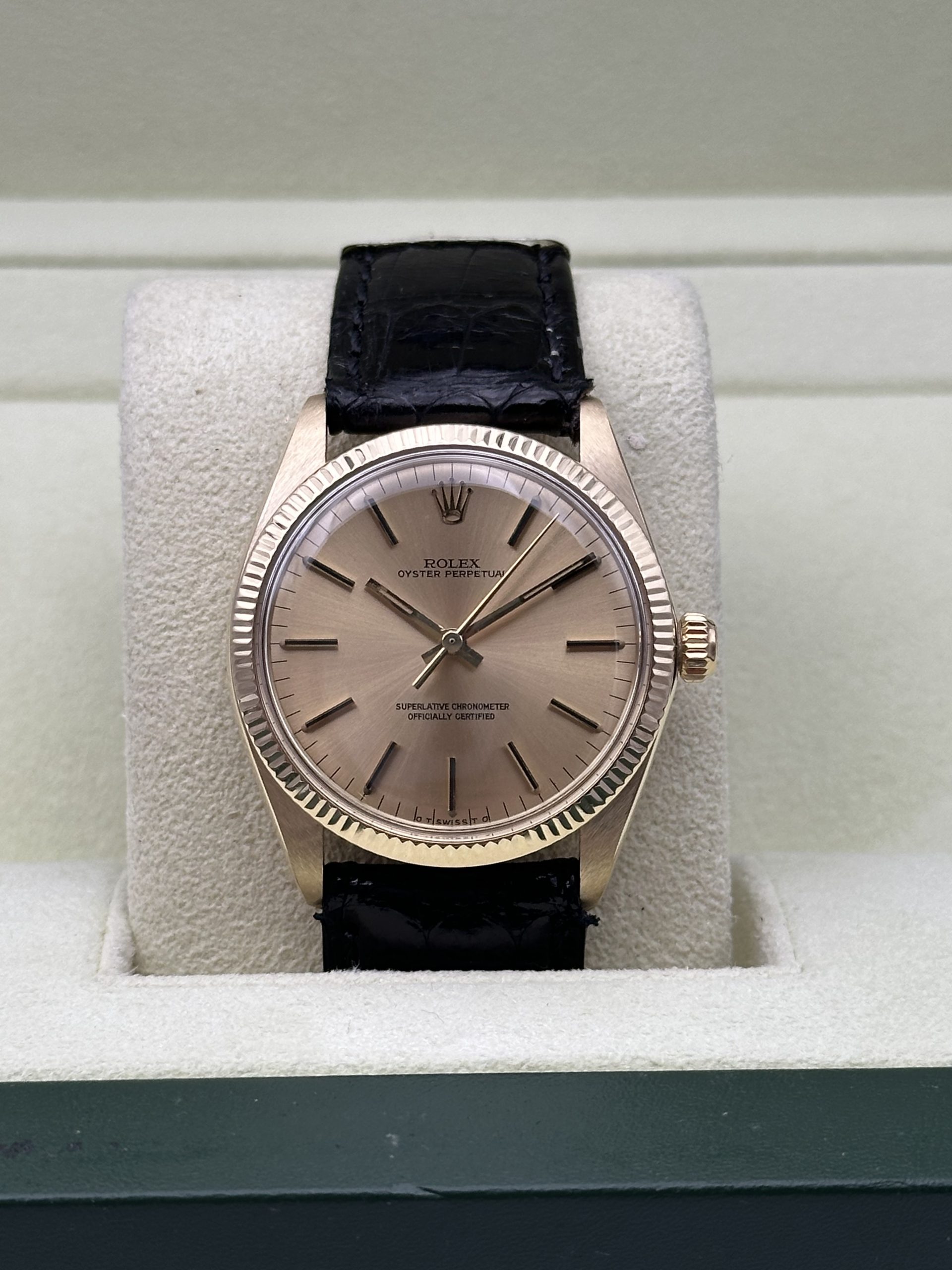 Rolex Oyster Perpetual 34 Yellow Gold 14K RARE Perfect Condition Like New Champagne Dial 1974 - immagine 16
