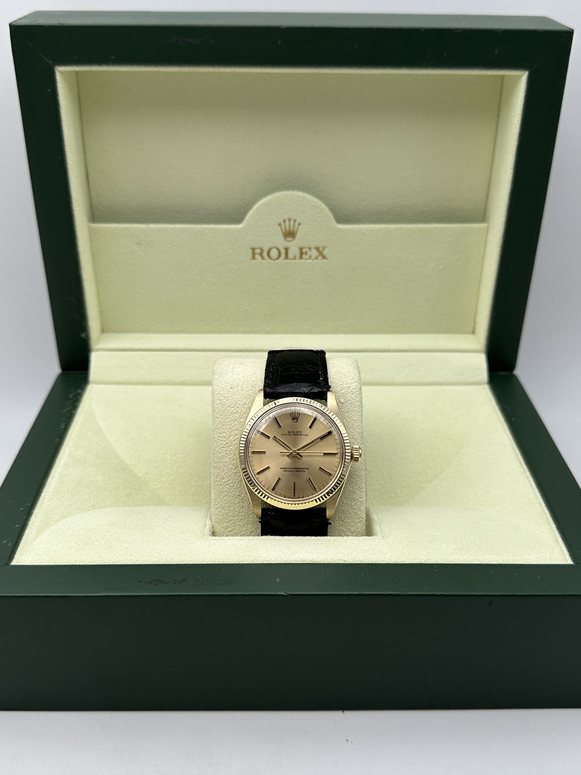 Rolex Oyster Perpetual 34 Yellow Gold 14K RARE Perfect Condition Like New Champagne Dial 1974 - immagine 2