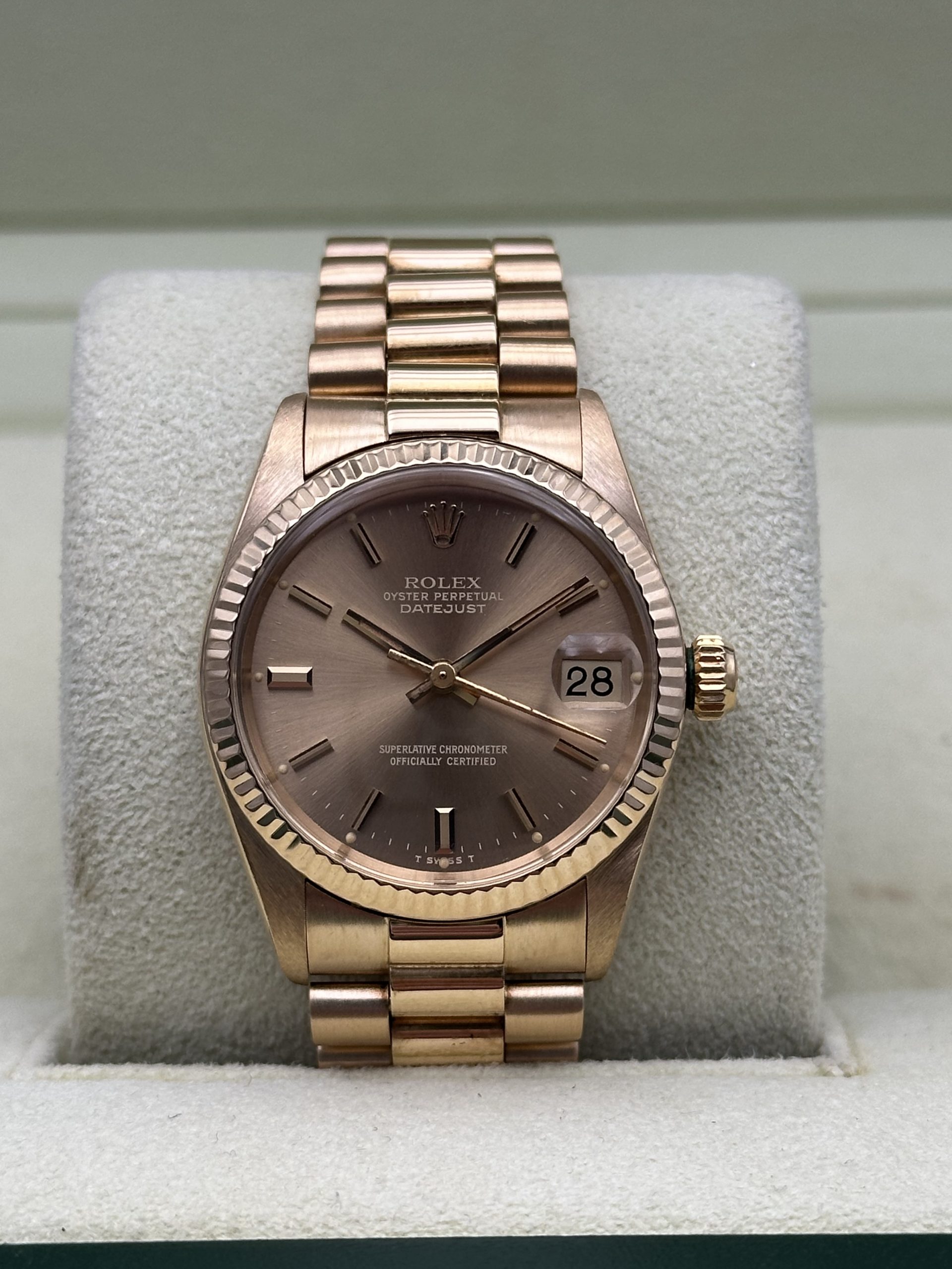 Rolex Datejust 31mm Champagne Dial Perfect Condition 6827 President Yellow Gold 18K - immagine 15