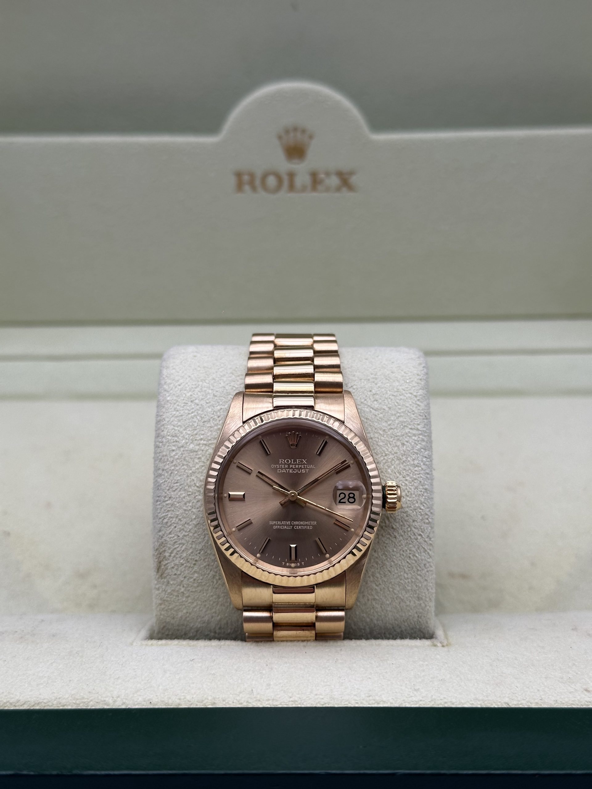 Rolex Datejust 31mm Champagne Dial Perfect Condition 6827 President Yellow Gold 18K - immagine 16